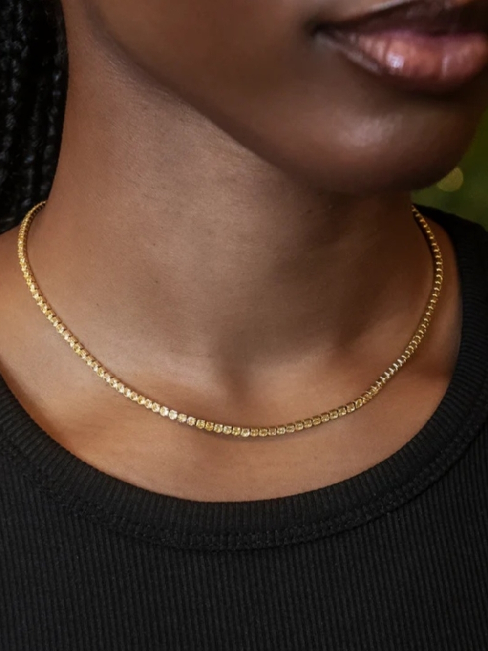 GLD Canary Micro Tennis Necklace (18K Gold)